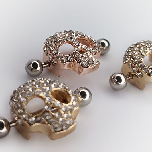 BARBELL PIERCING - SKULL GEM - ACERO QUIRÚRGICO 316L