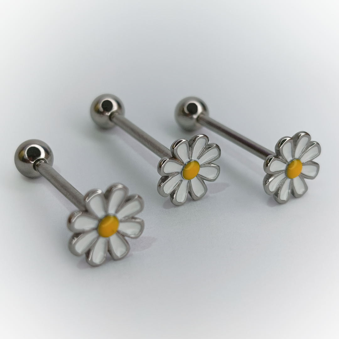 BARBELL PIERCING - DAISY - ACERO QUIRÚRGICO 316L