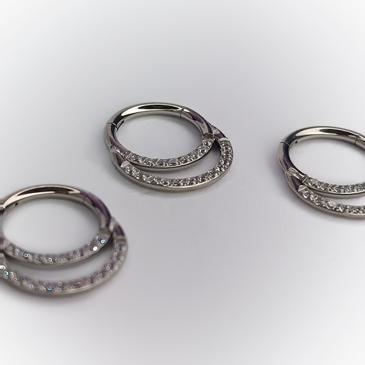 ARGOLLA - DOUBLE ZIRCONIA RING – ASTM F136 TITANIUM