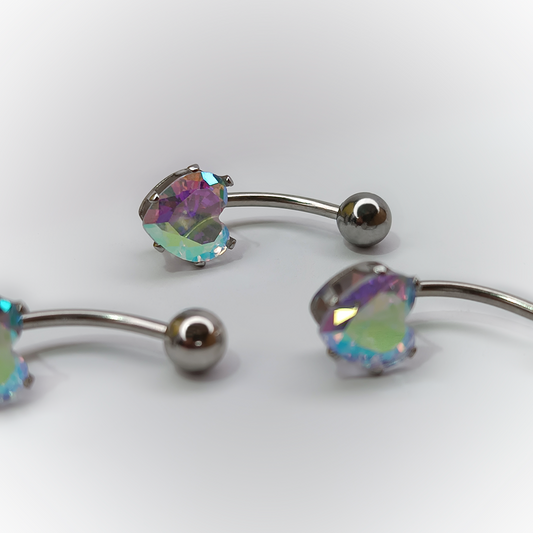 NAVEL PIERCING -IRIDESCENT CRYSTAL- ACERO QUIRÚRGICO 316L