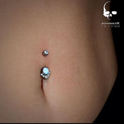 NAVEL PIERCING - OPAL & ZIRCONIA - TITANIO ASTM F136 GRADO IMPLANTE