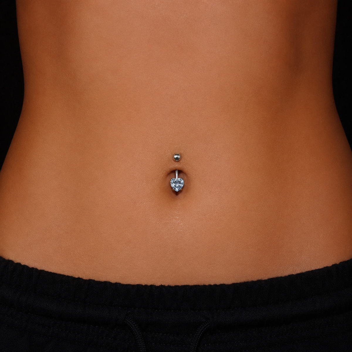 NAVEL PIERCING - ZIRCONIA HEART - ACERO QUIRÚRGICO 316L