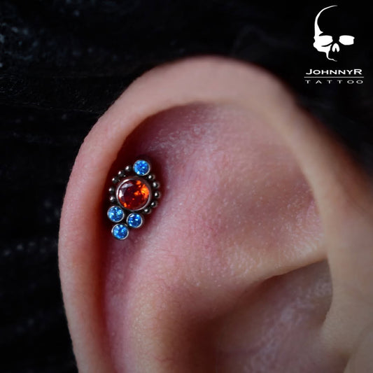 LABRET BOUQUET RED & BLUE - TITANIUM ASTM F136 - GRADO IMPLANTE