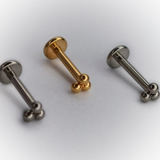 LABRET - TRIPLE BALLS - ASTM F136 TITANIUM