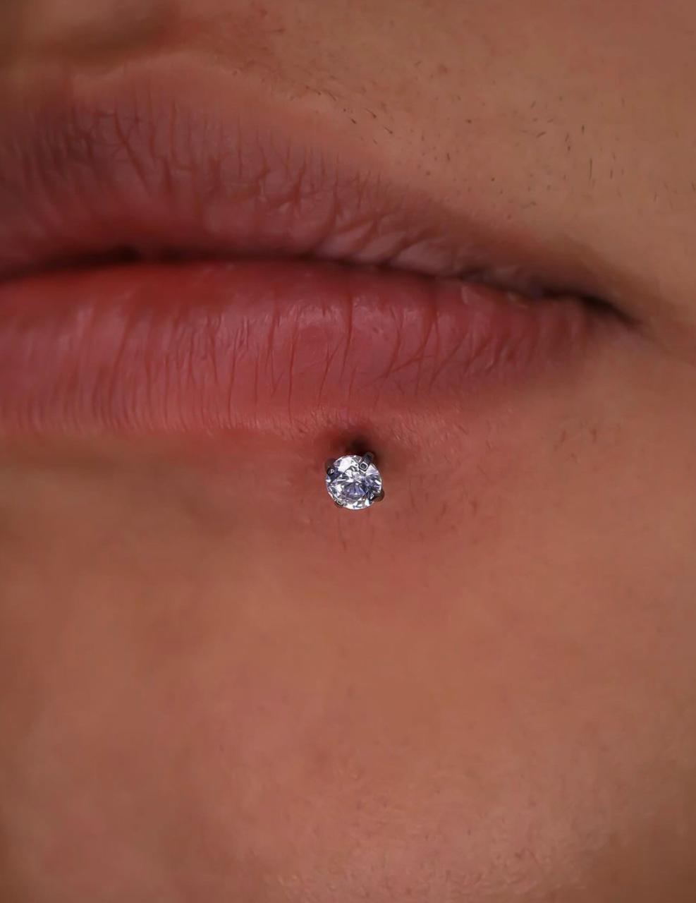 LABRET PIERCING - ZIRCONIA - ACERO QUIRÚRGICO 316L