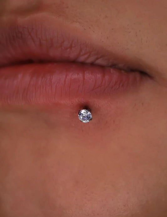 LABRET PIERCING - ZIRCONIA - ACERO QUIRÚRGICO 316L