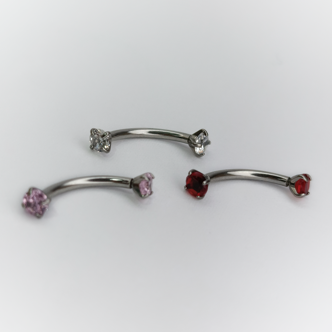 BARBELL CURVO - COLORED CRYSTALS - ACERO QUIRÚRGICO 316L