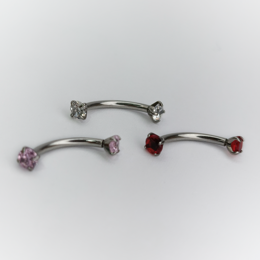 BARBELL CURVO - COLORED CRYSTALS - ACERO QUIRÚRGICO 316L