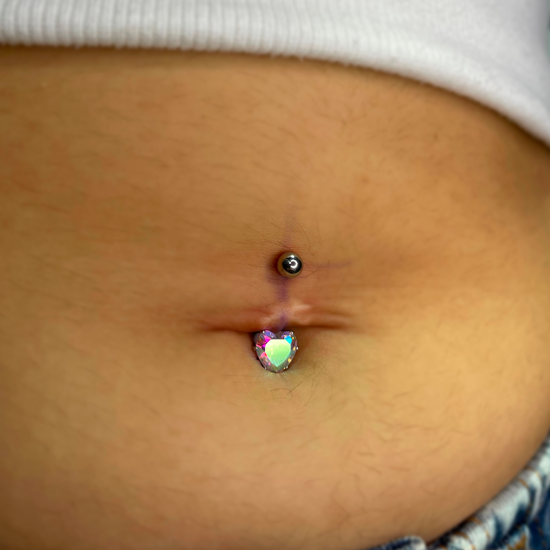 NAVEL PIERCING -IRIDESCENT CRYSTAL- ACERO QUIRÚRGICO 316L