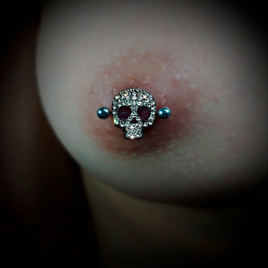 BARBELL PIERCING - SKULL GEM - ACERO QUIRÚRGICO 316L