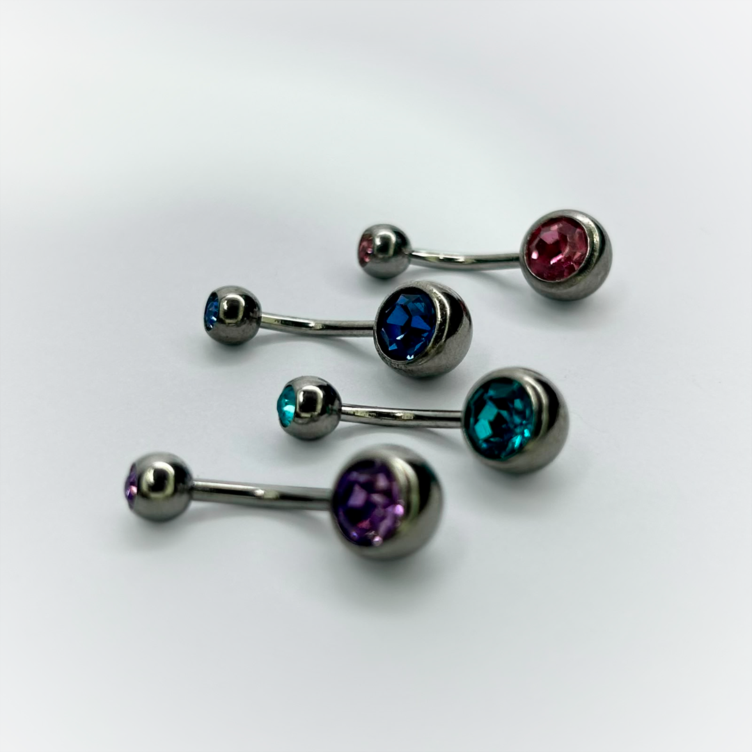 NAVEL PIERCING - IRIDESCENT COLORED ZIRCONIA - ACERO QUIRÚRGICO 316L