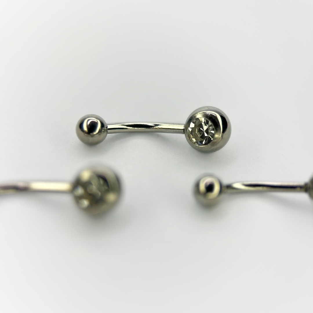 NAVEL PIERCING - IRIDESCENT ZIRCONIA - ACERO QUIRÚRGICO 316L