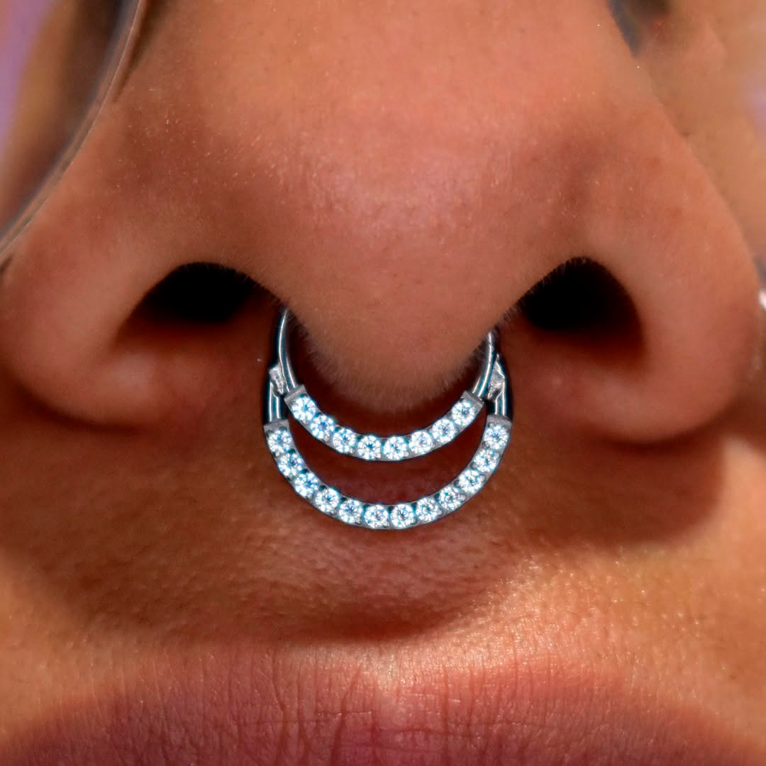 ARGOLLA - DOUBLE ZIRCONIA RING – ASTM F136 TITANIUM