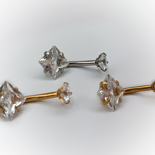 NAVEL PIERCING - ZIRCONIA RHOMBUS - ACERO QUIRÚRGICO 316L