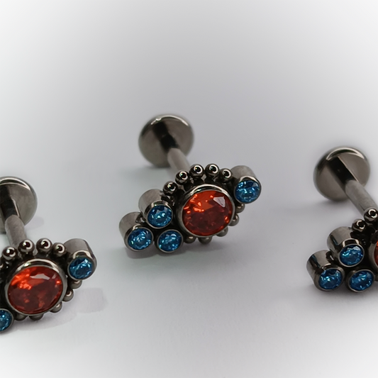 LABRET BOUQUET RED & BLUE - TITANIUM ASTM F136 - GRADO IMPLANTE