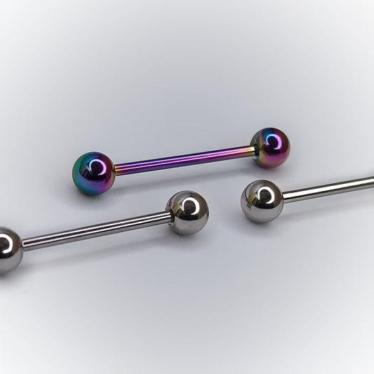 BARBELL PIERCING - IRIDESCENT AND SILVER - ACERO QUIRÚRGICO 316L
