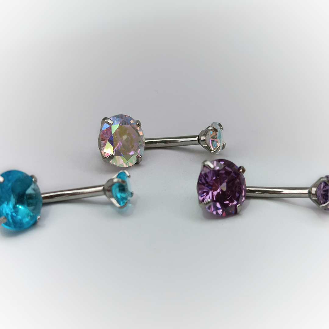 NAVEL PIERCING - ZIRCONIA COLORS - ACERO QUIRURGICO 316L