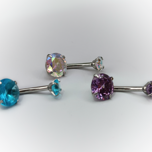 NAVEL PIERCING - ZIRCONIA COLORS - ACERO QUIRURGICO 316L