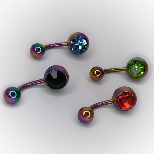 NAVEL PIERCING - IRIDESCENT COLORED ZIRCONIA - ACERO QUIRÚRGICO 316L