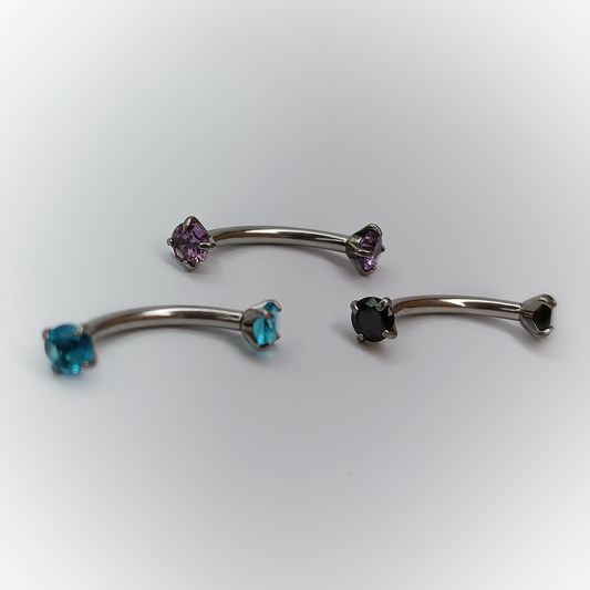 BARBELL CURVO - COLORED CRYSTALS - ACERO QUIRÚRGICO 316L