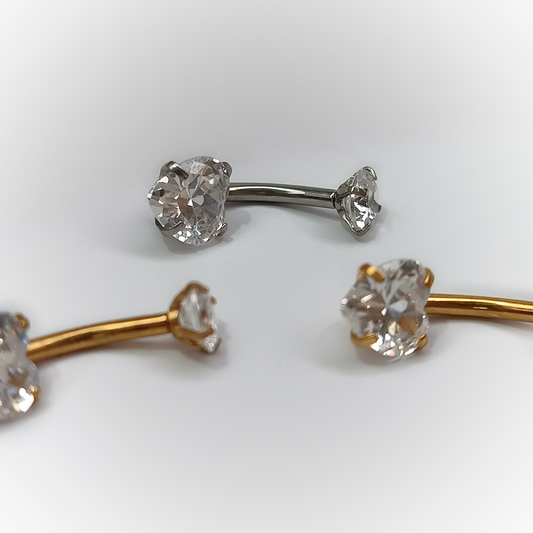 NAVEL PIERCING - ZIRCONIA HEART - ACERO QUIRÚRGICO 316L