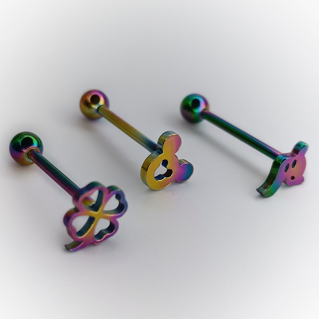 BARBELL PIERCING - IRIDESCENT SHAPES - ACERO QUIRÚRGICO 316L