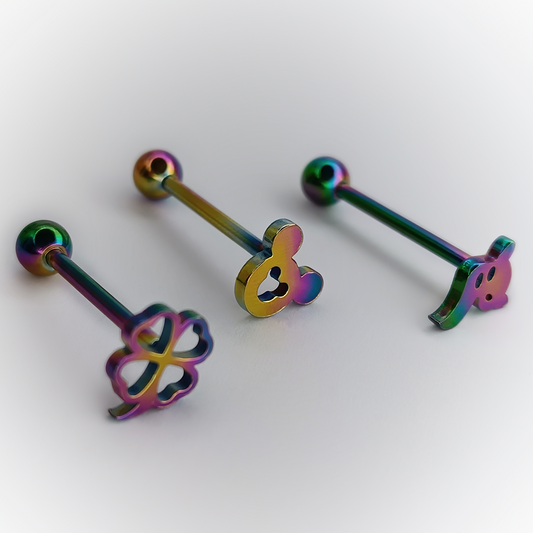 BARBELL PIERCING - IRIDESCENT SHAPES - ACERO QUIRÚRGICO 316L
