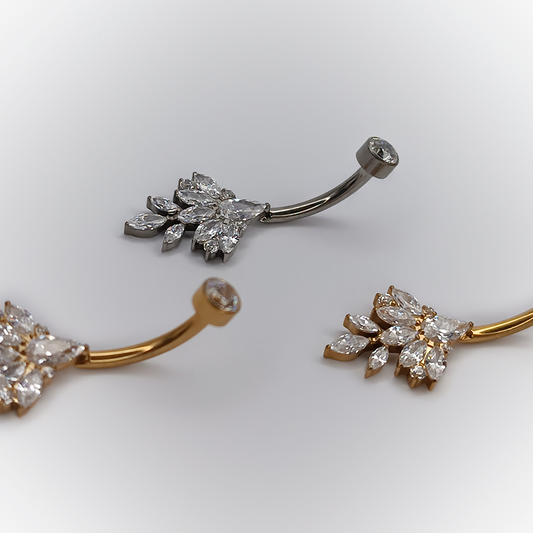 NAVEL PIERCING – MANDALA ZIRCONIA DESIGN – ASTM F136 TITANIUM