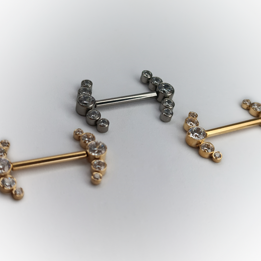 BARBELL PIERCING - CLUSTER CRYSTAL - ASTM F136 TITANIUM
