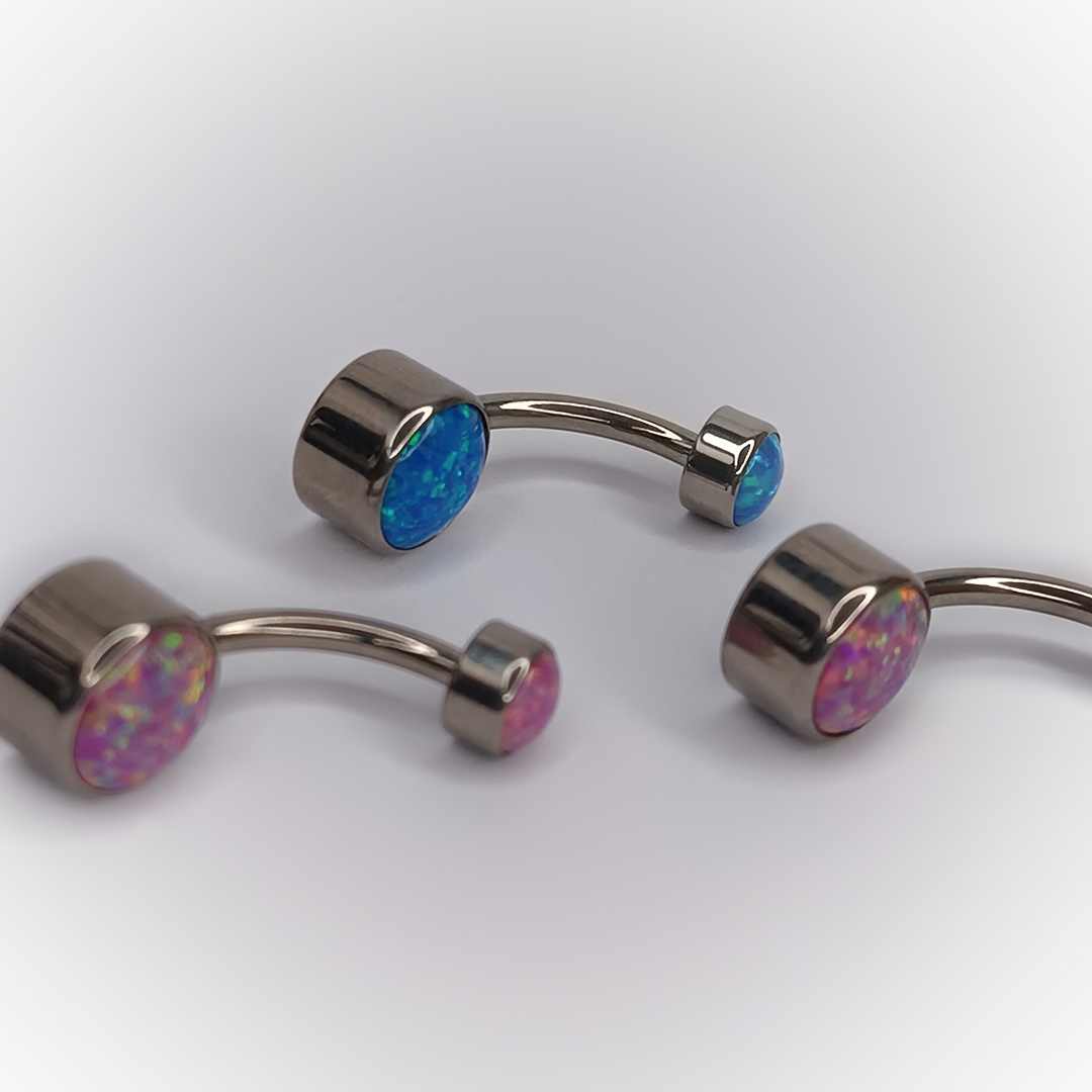 NAVEL PIERCING – OPAL CRYSTAL – ASTM F136 TITANIUM