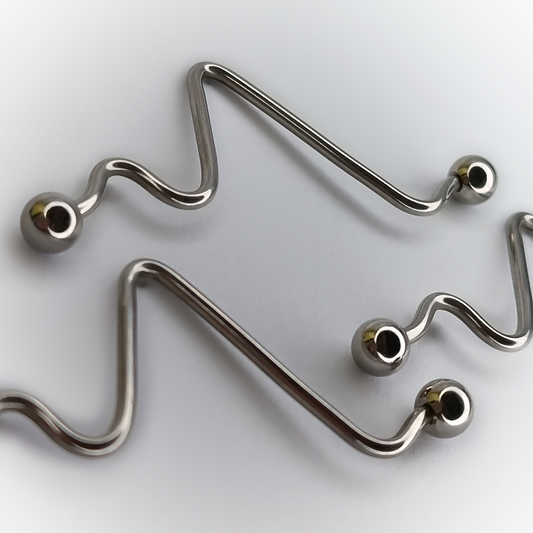 INDUSTRIAL PIERCING - ZIG ZAG ALARGADO - ACERO QUIRÚRGICO 316L
