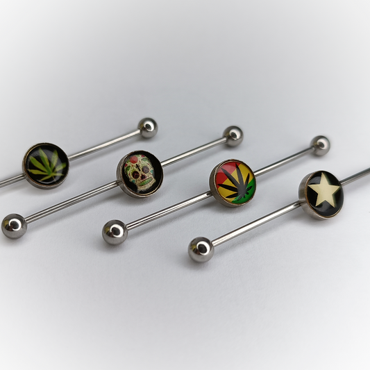 INDUSTRIAL PIERCING - DISEÑOS DE COLORES - ACERO QUIRÚRGICO 316L