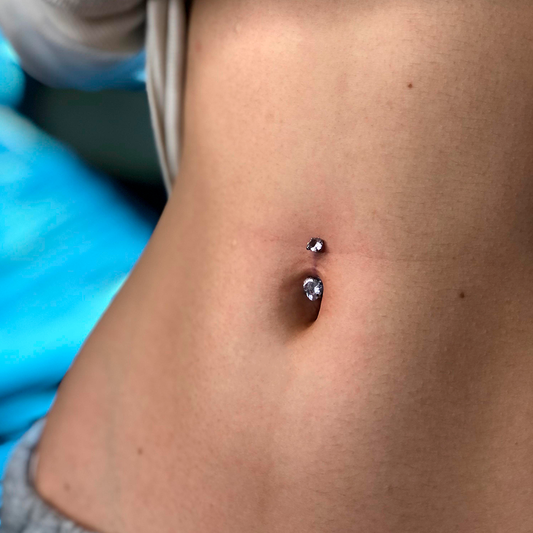 NAVEL PIERCING - ZIRCONIA HEART - ACERO QUIRÚRGICO 316L