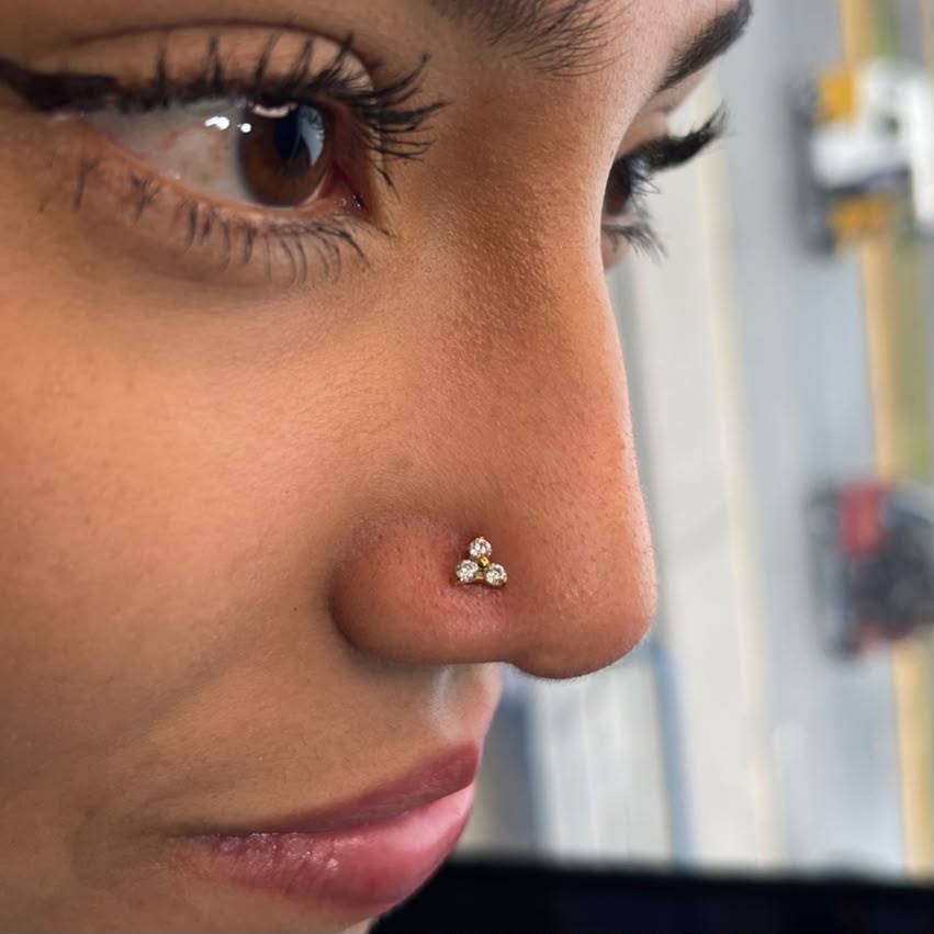 NOSTRIL PIERCING TRIPLE GEM - TITANIO ASTM F136