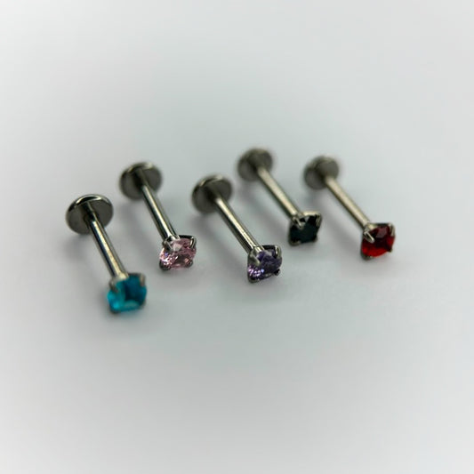 LABRET PIERCING - ZIRCONIA DE COLORES - ACERO QUIRÚRGICO 316L