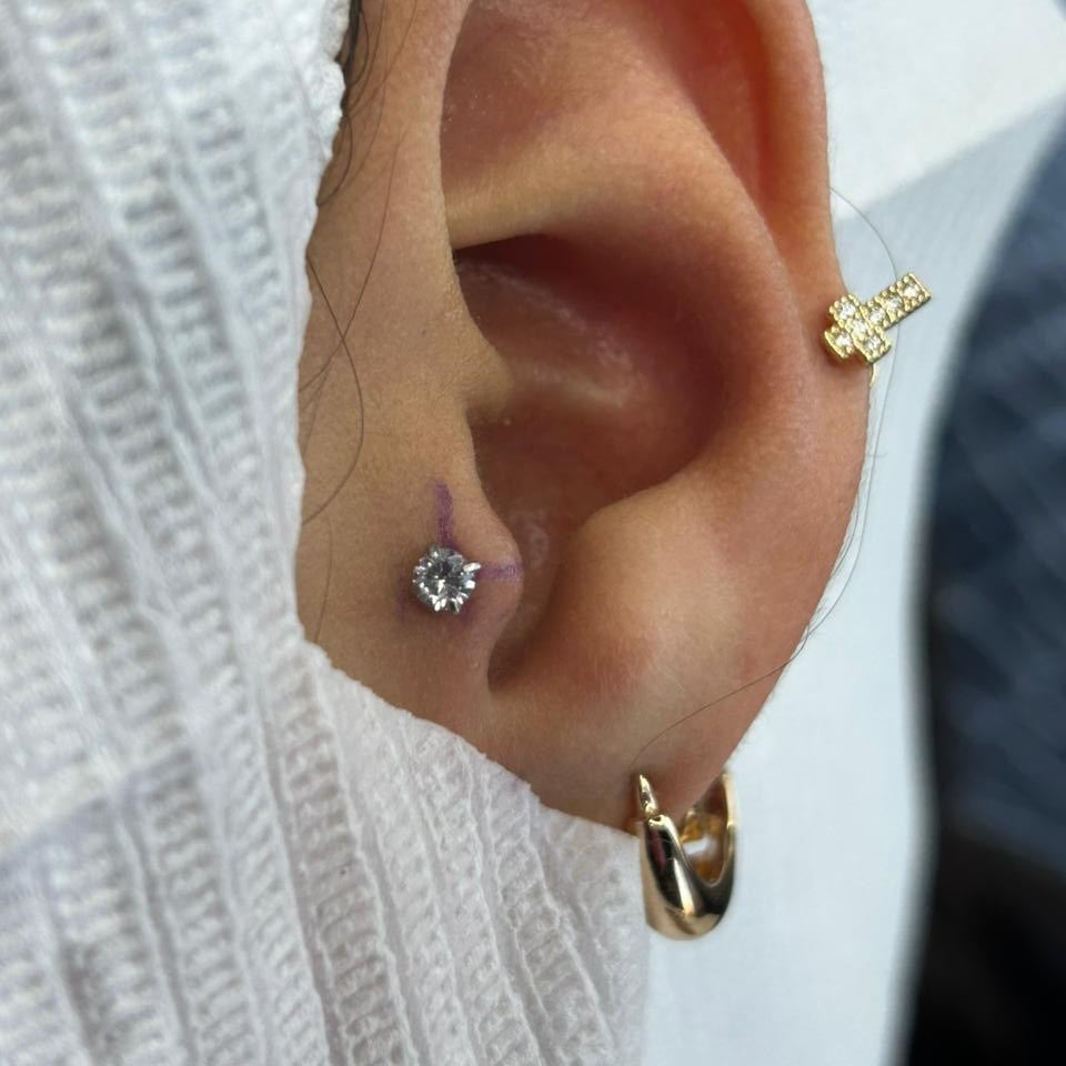 LABRET PIERCING - ZIRCONIA - ACERO QUIRÚRGICO 316L