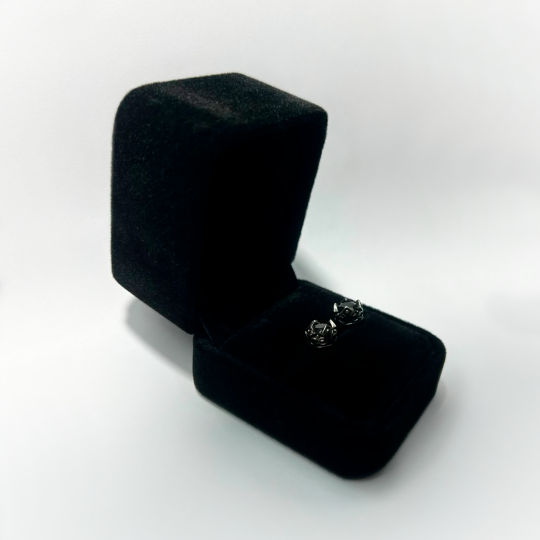 EARRINGS – ZIRCONIA NEGRA – ACERO QUIRÚRGICO 316L