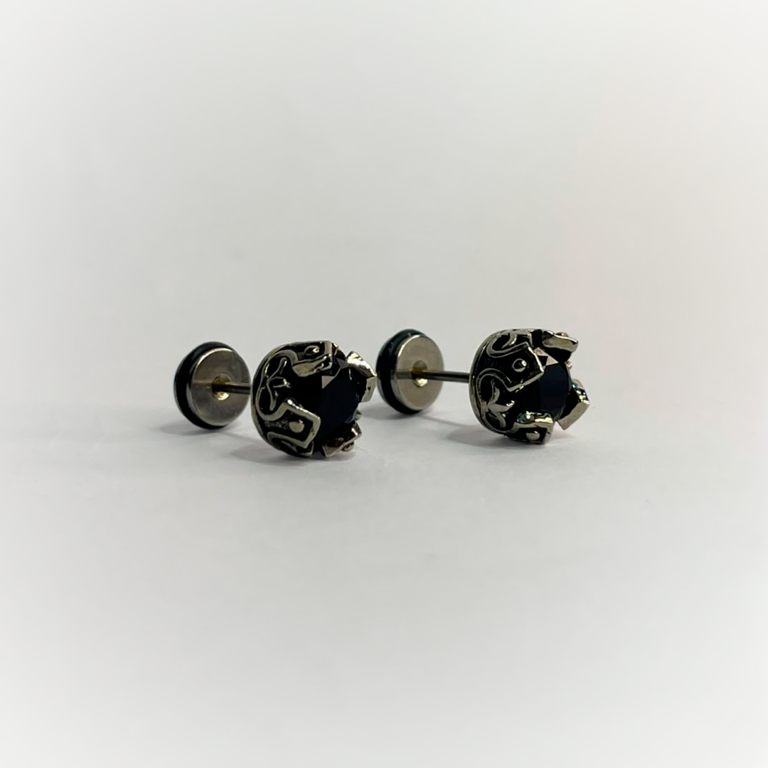 EARRINGS – ZIRCONIA NEGRA – ACERO QUIRÚRGICO 316L