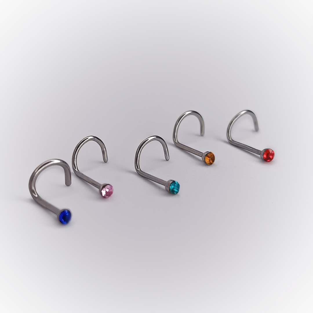 NOSTRIL PIERCING PIEDRAS DE COLORES - ACERO QUIRÚRGICO 316L