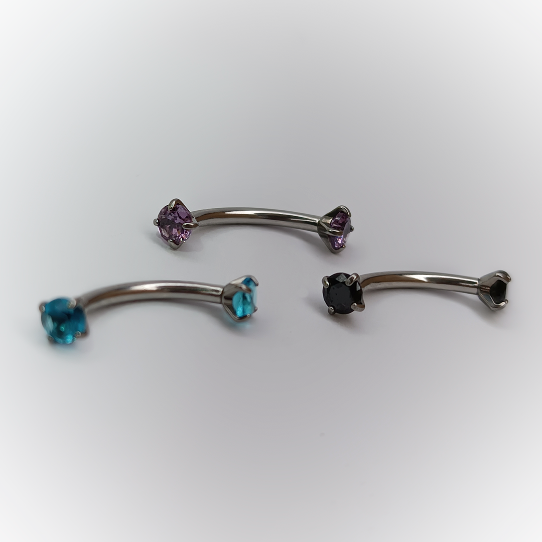 BARBELL CURVO - COLORED CRYSTALS - ACERO QUIRÚRGICO 316L