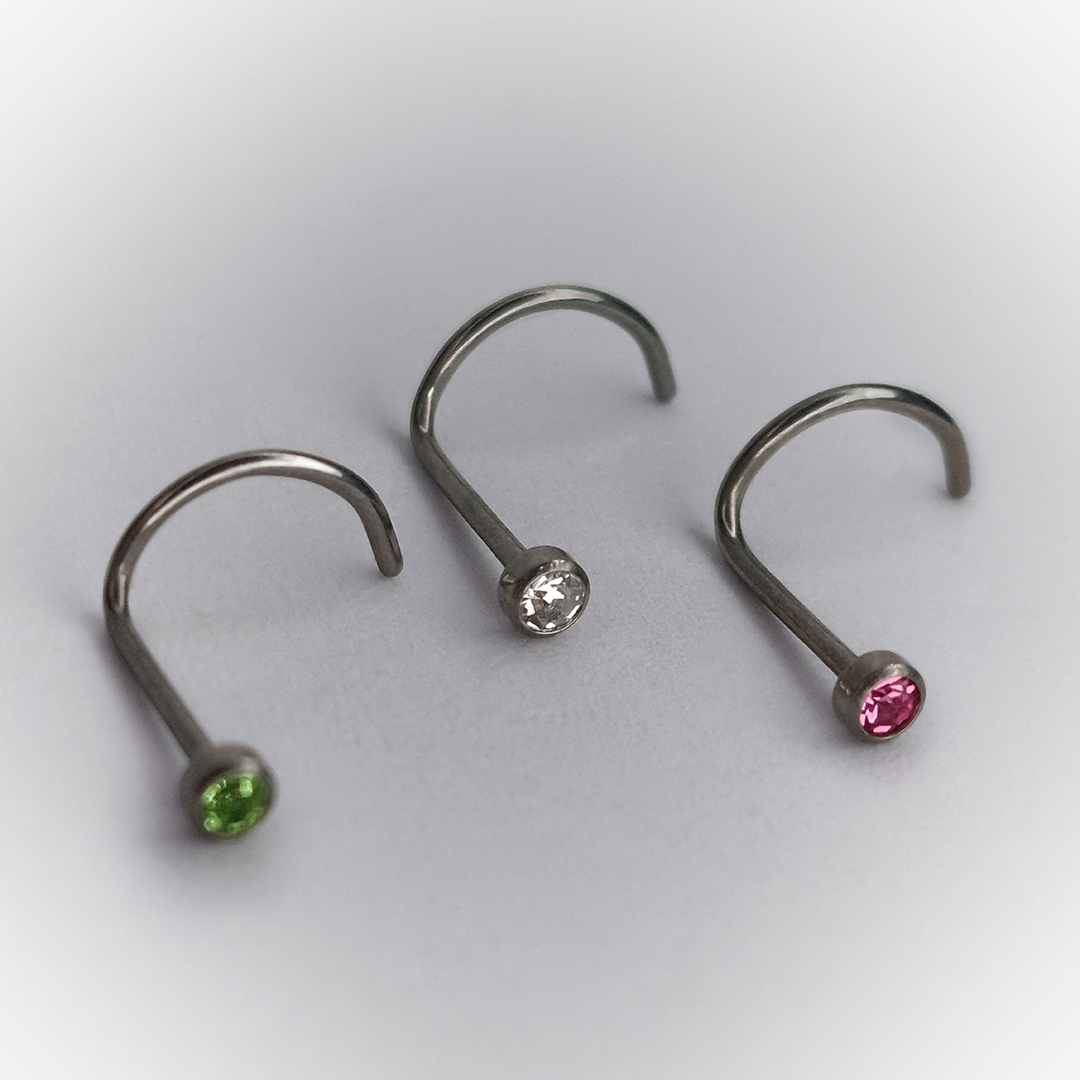 NOSTRIL PIERCING GEM COLORS - TITANIUM ASTM F 136 - GRADO IMPLANTE